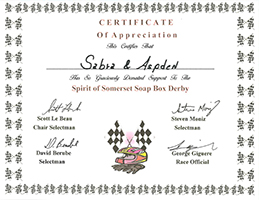 Certificate Of Appreciation | Sabra & Aspden