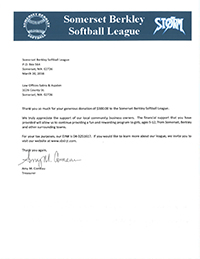 Somerset softball letter